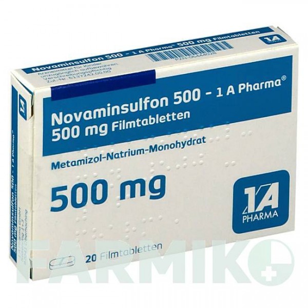 НОВАМІНСУЛЬФОН (NOVAMINSULFON) 500 таблетки 20 шт - Метамізол натрію 1 A PHARMA