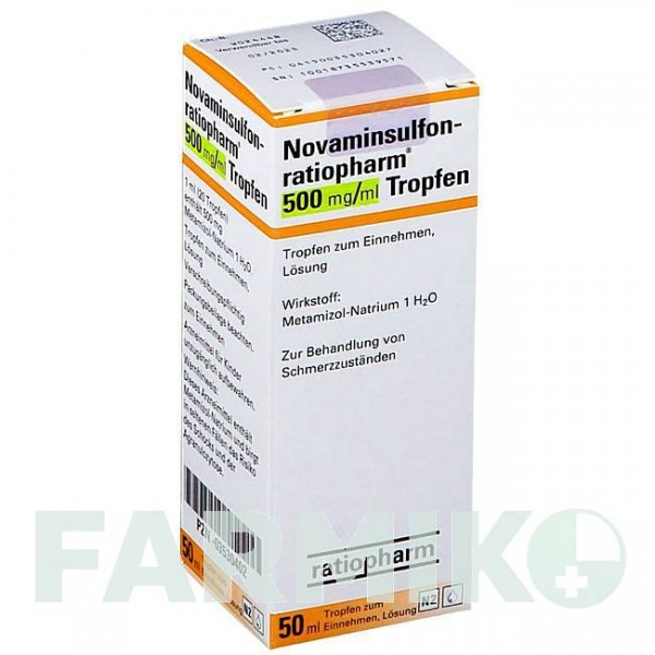 НОВАМІНСУЛЬФОН (NOVAMINSULFON) 500 мг/мл краплі 50 мл - Метамізол натрію RATIOPHARM