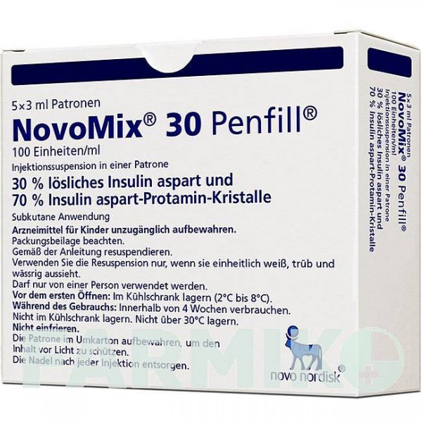 НОВОМИКС (NOVOMIX) 3 мл картриджи 5x3 мл - Инсулин аспарт NOVO NORDISK