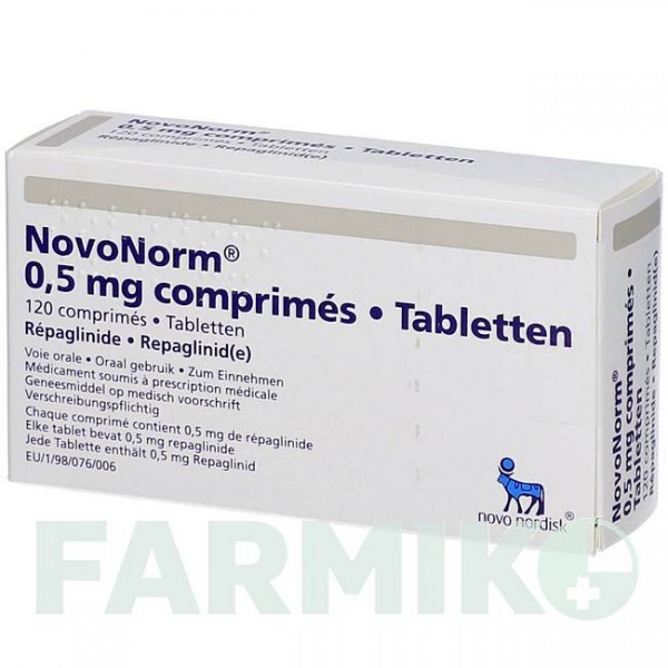 НОВОНОРМ (NOVONORM) 0,5 мг таблетки 120 шт - Репаглинид ACA MULLER-ADAG PHARMA