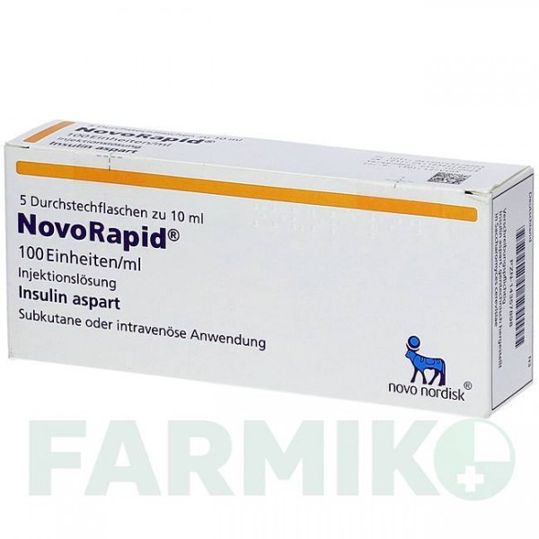 НОВОРАПІД (NOVORAPID) 100 ОД/мл розчин 5x1x10 мл - Інсулін аспарт ABACUS MEDICINE