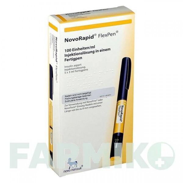 НОВОРАПІД (NOVORAPID) 100 ОД/мл розчин 5x3 мл - Інсулін аспарт AXICORP PHARMA