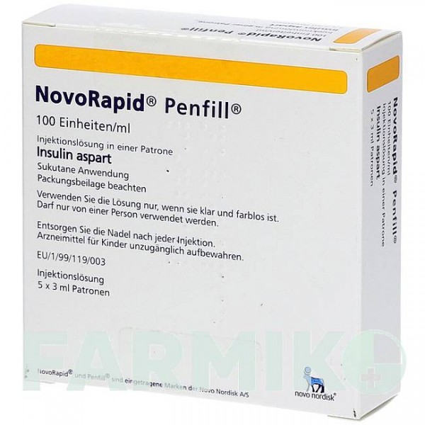 НОВОРАПИД (NOVORAPID) 100 ЕД/мл раствор 5x3 мл - Инсулин аспарт AXICORP PHARMA