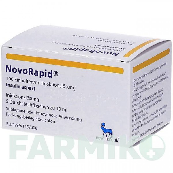НОВОРАПІД (NOVORAPID) 100 ОД/мл розчин 5x10 мл - Інсулін аспарт AXICORP PHARMA