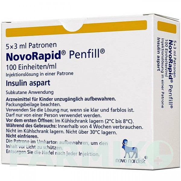 НОВОРАПИД (NOVORAPID) 100 ЕД/мл картриджи 5x3 мл - Инсулин аспарт NOVO NORDISK