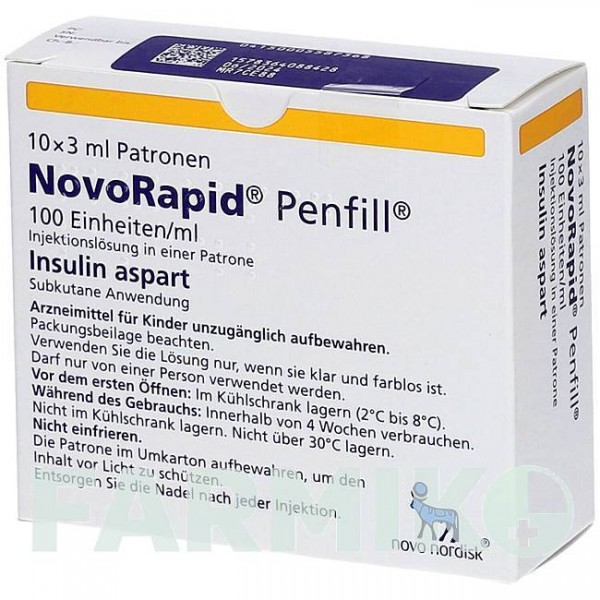 НОВОРАПИД (NOVORAPID) 100 ЕД/мл картриджи 10x3 мл - Инсулин аспарт NOVO NORDISK