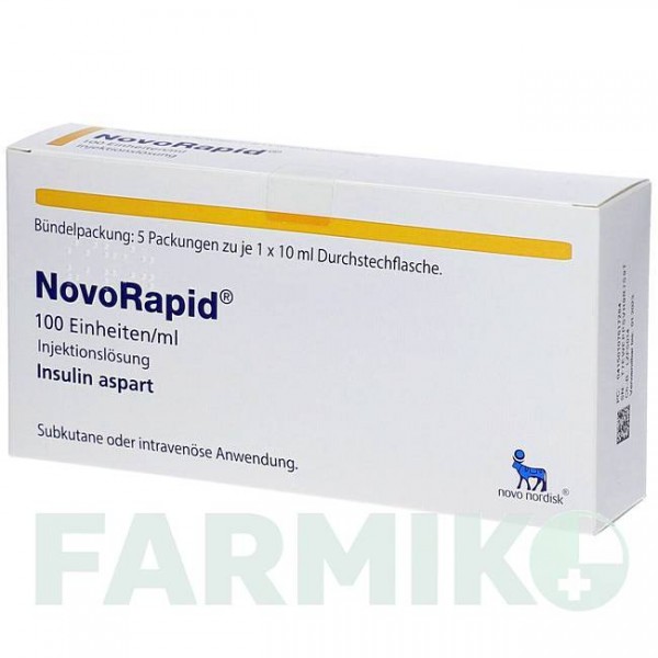 НОВОРАПІД (NOVORAPID) 100 ОД/мл флакон 5x10 мл - Інсулін аспарт ORIFARM