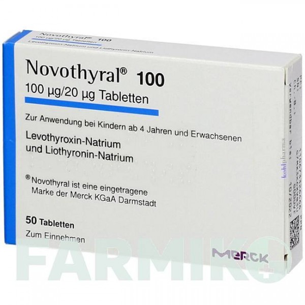НОВОТИРАЛ (NOVOTHYRAL) 100 таблетки 50 шт - Левотироксин, Лиотиронин KOHLPHARMA