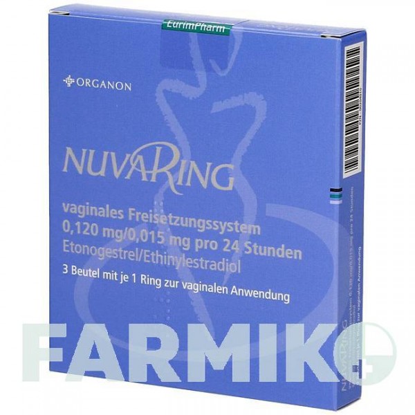 НОВАРИНГ (NUVARING) 0,120/0,015 мг/24 год кільце 3 шт - Прогестаген, Естроген EURIMPHARM