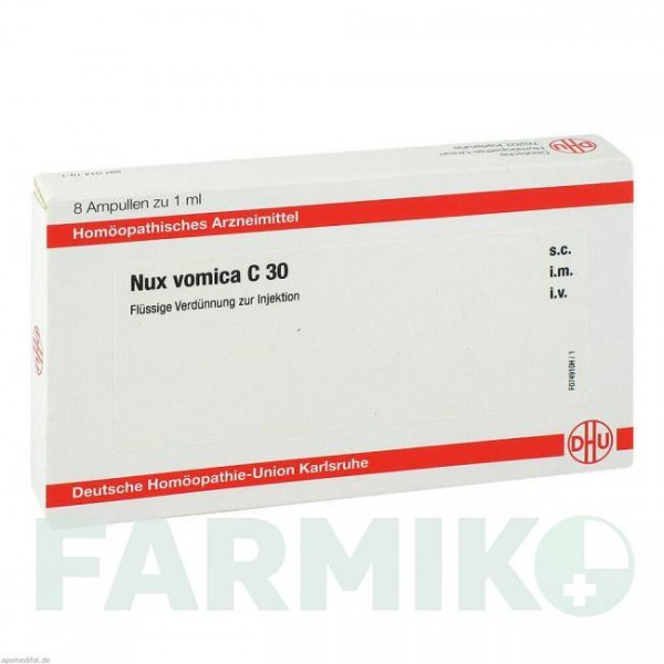НУКС ВОМИКА (NUX VOMICA) C 30 ампулы 8x1 мл - Гомеопатия DHU