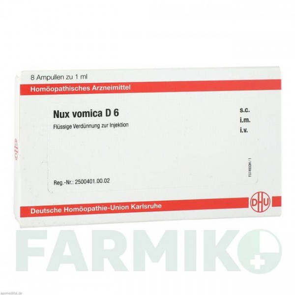 НУКС ВОМИКА (NUX VOMICA) D 6 ампулы 8x1 мл - Гомеопатия DHU