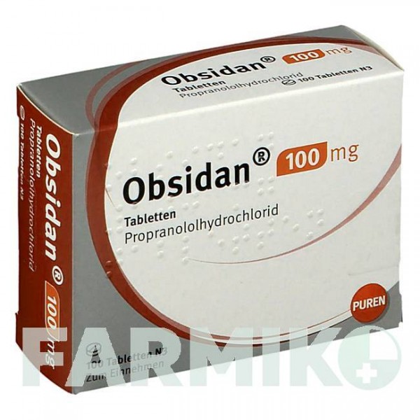 ОБЗИДАН (OBSIDAN) 100 мг таблетки 100 шт - Пропранолол PUREN PHARMA