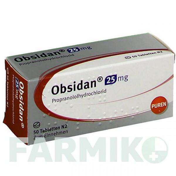 ОБЗИДАН (OBSIDAN) 25 мг таблетки 50 шт - Пропранолол PUREN PHARMA