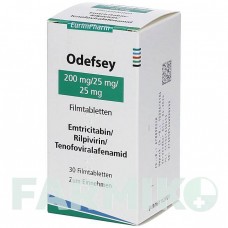 ОДЕФСЕЙ (ODEFSEY) 200 мг/25 мг/25 мг таблетки 30 шт - Эмтрицитабин, Тенофовир, Рилпивирин EURIMPHARM