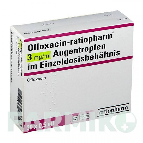 ОФЛОКСАЦИН (OFLOXACIN) 3 мг/мл краплі 30x0,5 мл - Офлоксацин RATIOPHARM