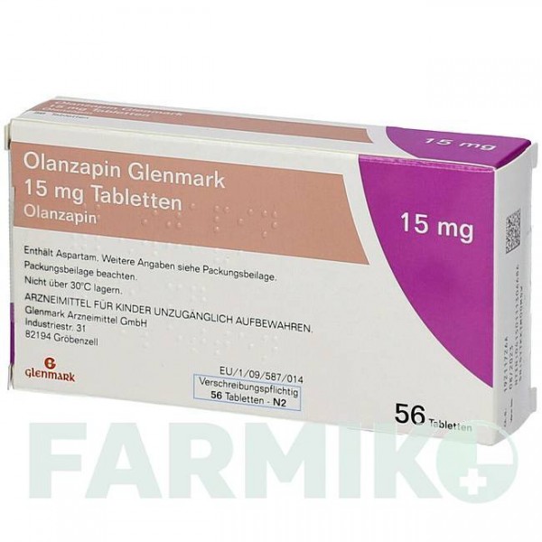 ОЛАНЗАПИН (OLANZAPIN) 15 мг таблетки 56 шт - Оланзапин GLENMARK