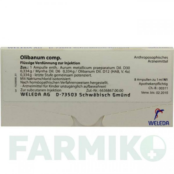 ОЛИБАНУМ КОМП (OLIBANUM COMP) ампулы 8x1 мл - Гомеопатия WELEDA