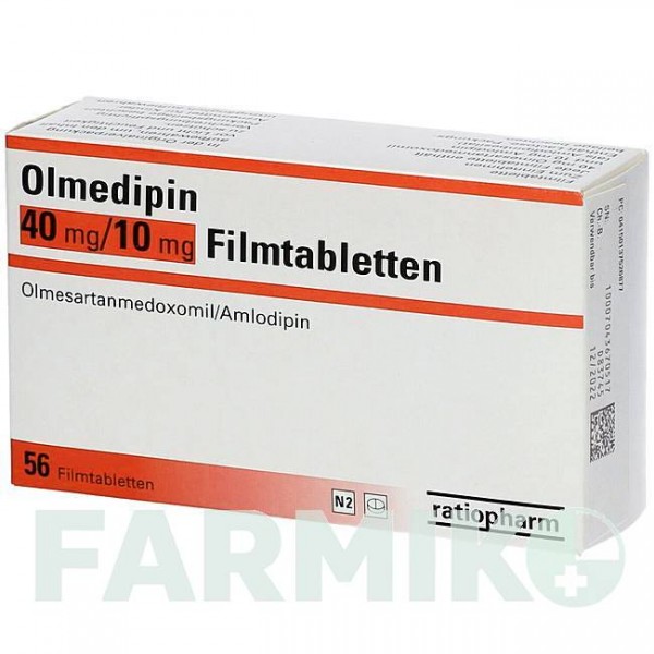 ОЛМЕДИПИН (OLMEDIPIN) 40 мг/10 мг таблетки 56 шт - Олмесартан, Амлодипин RATIOPHARM