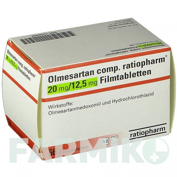 ОЛМЕСАРТАН (OLMESARTAN) 20/12,5 мг таблетки 56 шт - Олмесартан, Гидрохлоротиазид RATIOPHARM