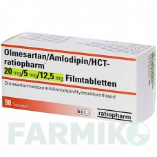 ОЛМЕСАРТАН (OLMESARTAN) 20/5/12,5 мг таблетки 28 шт - Олмесартан, Амлодипін, Гідрохлоротіазид RATIOPHARM
