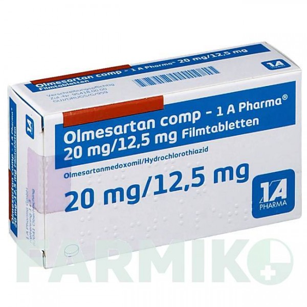 ОЛМЕСАРТАН (OLMESARTAN) 20 мг/12,5 мг таблетки 28 шт - Олмесартан, Гідрохлоротіазид 1 A PHARMA