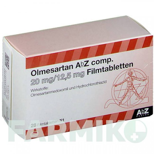 ОЛМЕСАРТАН (OLMESARTAN) 20 мг/12,5 мг таблетки 28 шт - Олмесартан, Гидрохлоротиазид ABZ PHARMA