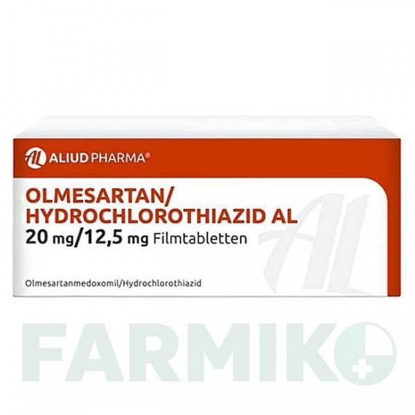 ОЛМЕСАРТАН (OLMESARTAN) 20 мг/12,5 мг таблетки 56 шт - Олмесартан, Гідрохлоротіазид ALIUD PHARMA