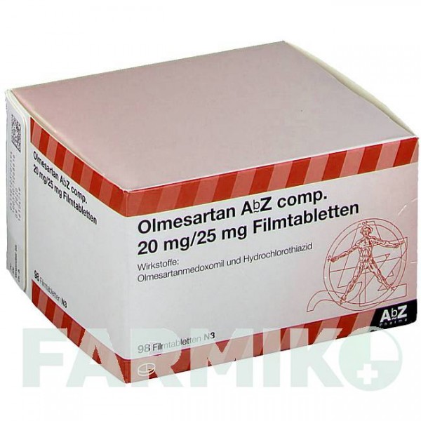 ОЛМЕСАРТАН (OLMESARTAN) 20 мг/25 мг таблетки 98 шт - Олмесартан, Гидрохлоротиазид ABZ PHARMA