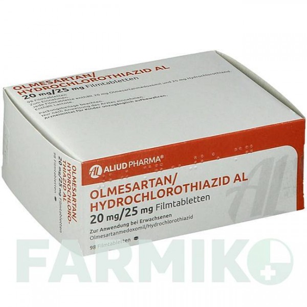 ОЛМЕСАРТАН (OLMESARTAN) 20 мг/25 мг таблетки 98 шт - Олмесартан, Гідрохлоротіазид ALIUD PHARMA