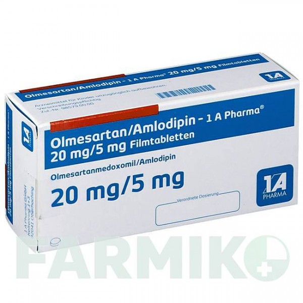 ОЛМЕСАРТАН (OLMESARTAN) 20 мг/5 мг таблетки 56 шт - Олмесартан, Амлодипін 1 A PHARMA