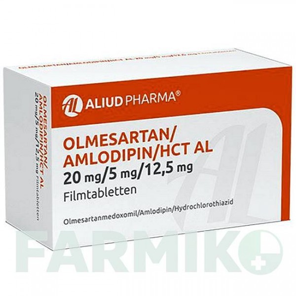 ОЛМЕСАРТАН (OLMESARTAN) 20 мг/5 мг/12,5 мг таблетки 56 шт - Олмесартан, Амлодипин, Гидрохлоротиазид ALIUD PHARMA