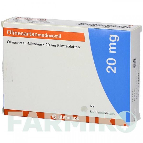 ОЛМЕСАРТАН (OLMESARTAN) 20 мг таблетки 56 шт - Олмесартан GLENMARK