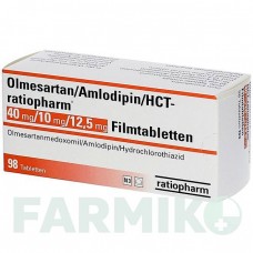 ОЛМЕСАРТАН (OLMESARTAN) 40/10/12,5 мг таблетки 98 шт - Олмесартан, Амлодипін, Гідрохлоротіазид RATIOPHARM