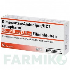 ОЛМЕСАРТАН (OLMESARTAN) 40/10/12,5 мг таблетки 56 шт - Олмесартан, Амлодипін, Гідрохлоротіазид RATIOPHARM