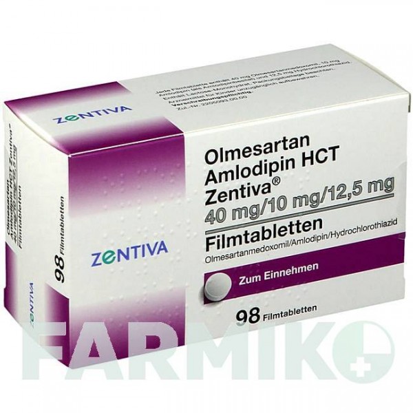 ОЛМЕСАРТАН (OLMESARTAN) 40/10/12,5 мг таблетки 98 шт - Олмесартан, Амлодипин, Гидрохлоротиазид ZENTIVA