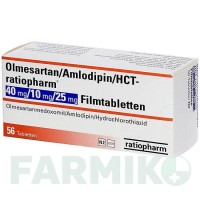 ОЛМЕСАРТАН (OLMESARTAN) 40/10/25 мг таблетки 56 шт - Олмесартан, Амлодипін, Гідрохлоротіазид RATIOPHARM