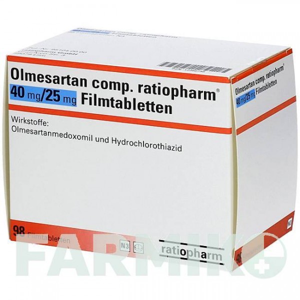 ОЛМЕСАРТАН (OLMESARTAN) 40/25 мг таблетки 98 шт - Олмесартан, Гідрохлоротіазид RATIOPHARM
