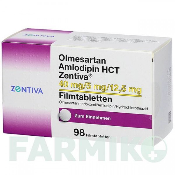 ОЛМЕСАРТАН (OLMESARTAN) 40/5/12,5 мг таблетки 98 шт - Олмесартан, Амлодипін, Гідрохлоротіазид ZENTIVA