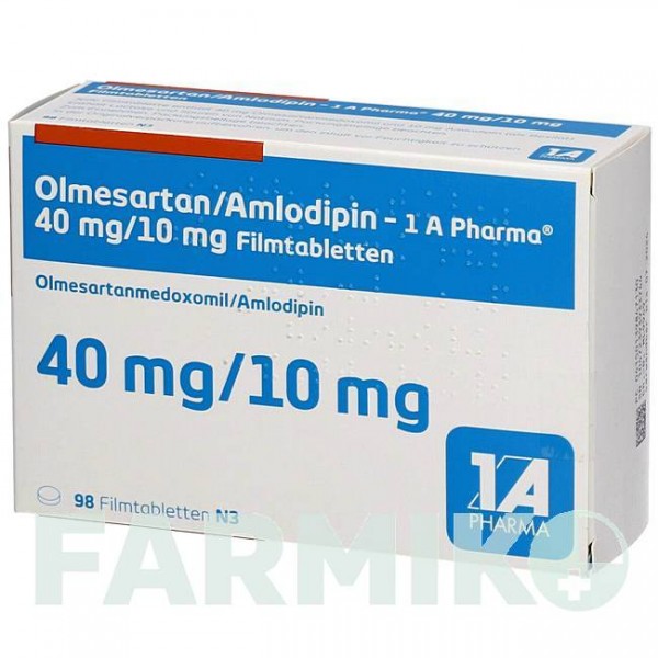 ОЛМЕСАРТАН (OLMESARTAN) 40 мг/10 мг таблетки 98 шт - Олмесартан, Амлодипін 1 A PHARMA