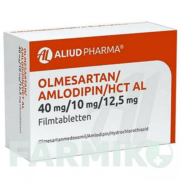 ОЛМЕСАРТАН (OLMESARTAN) 40 мг/10 мг/12,5 мг таблетки 28 шт - Олмесартан, Амлодипин, Гидрохлоротиазид ALIUD PHARMA
