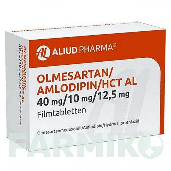 ОЛМЕСАРТАН (OLMESARTAN) 40 мг/10 мг/12,5 мг таблетки 98 шт - Олмесартан, Амлодипин, Гидрохлоротиазид ALIUD PHARMA