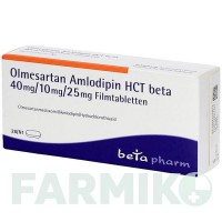 ОЛМЕСАРТАН (OLMESARTAN) 40 мг/10 мг/25 мг таблетки 28 шт - Олмесартан, Амлодипин, Гидрохлоротиазид BETAPHARM