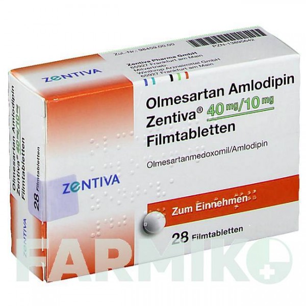 ОЛМЕСАРТАН (OLMESARTAN) 40 мг/10 мг таблетки 28 шт - Олмесартан, Амлодипін ZENTIVA
