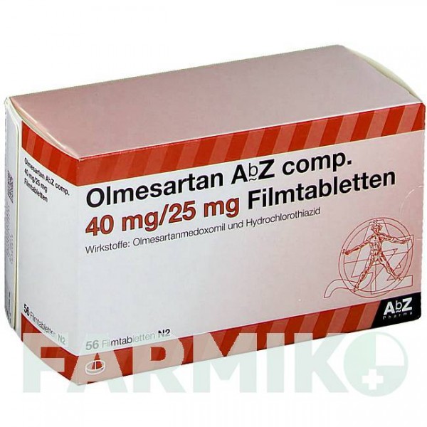 ОЛМЕСАРТАН (OLMESARTAN) 40 мг/25 мг таблетки 56 шт - Олмесартан, Гидрохлоротиазид ABZ PHARMA