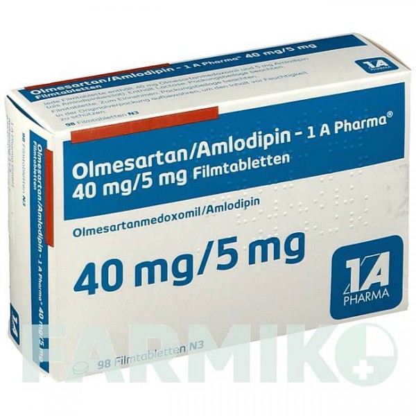 ОЛМЕСАРТАН (OLMESARTAN) 40 мг/5 мг таблетки 56 шт - Олмесартан, Амлодипін 1 A PHARMA