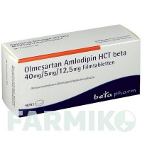 ОЛМЕСАРТАН (OLMESARTAN) 40 мг/5 мг/12,5 мг таблетки 98 шт - Олмесартан, Амлодипін, Гідрохлоротіазид BETAPHARM