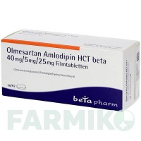 ОЛМЕСАРТАН (OLMESARTAN) 40 мг/5 мг/25 мг таблетки 56 шт - Олмесартан, Амлодипин, Гидрохлоротиазид BETAPHARM