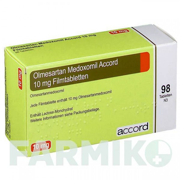 ОЛМЕСАРТАН МЕДОКСОМІЛ (OLMESARTAN MEDOXOMIL) 10 мг таблетки 98 шт - Олмесартан ACCORD HEALTHCARE