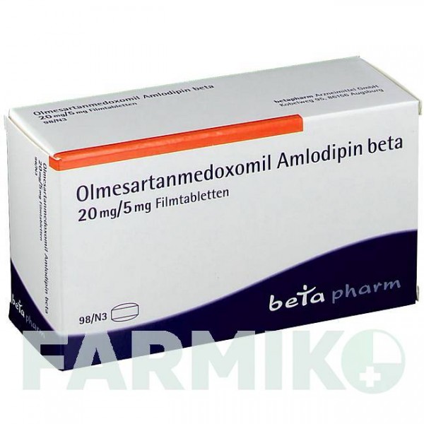 ОЛМЕСАРТАН МЕДОКСОМІЛ (OLMESARTAN MEDOXOMIL) 20 мг/5 мг таблетки 28 шт - Олмесартан, Амлодипін BETAPHARM