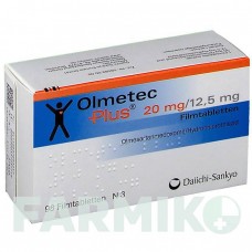 ОЛМЕТЕК (OLMETEC) 20 мг/12,5 мг таблетки 28 шт - Олмесартан, Гидрохлоротиазид DAIICHI SANKYO